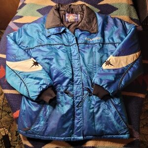 Vintage Polaris Jacket Womens Large Blue Satin Lace Insulated Full Zip USA